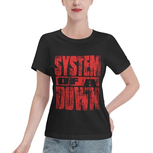 Damen The SOAD Music Rock Band System T-Shirt Baumwolle Druck Kurzarm-Bluse Sommerliches alltagstaugliches Kurzarm-Shirt Schwarz M von YUIOPAS TUIAST