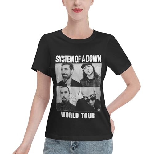 Damen The SOAD Music Rock Band System T-Shirt Baumwolle Druck Kurzarm-Bluse Sommerliches alltagstaugliches Kurzarm-Shirt Schwarz M von YUIOPAS TUIAST