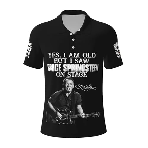 Herren Bruce Rock Singer Polo-Shirt Herren Business Casual Poloshirt Klassischer Turnkragen Kurzsäriges Oberteil Mehrfarbig XL von YUIOPAS TUIAST