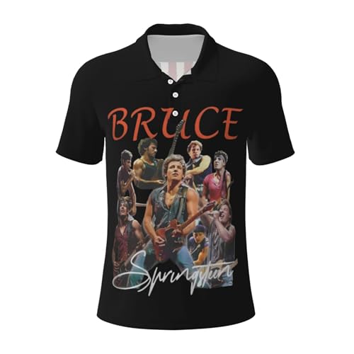Herren Bruce Rock Singer Polo-Shirt Herren Business Casual Poloshirt Klassischer Turnkragen Kurzsäriges Oberteil Mehrfarbig XL von YUIOPAS TUIAST