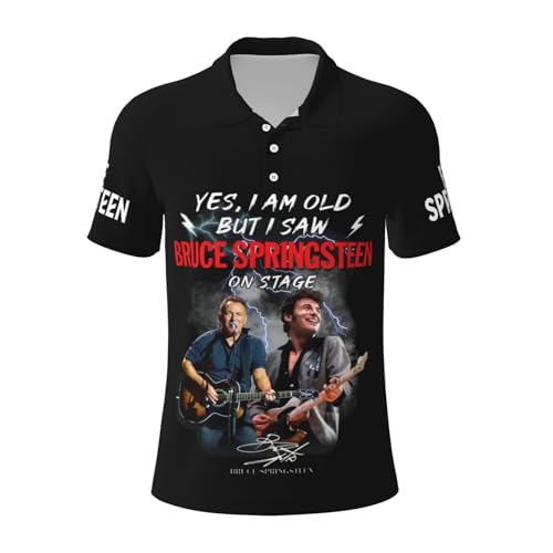 Herren Bruce Rock Singer Polo-Shirt Herren Business Casual Poloshirt Klassischer Turnkragen Kurzsäriges Oberteil Mehrfarbig XL von YUIOPAS TUIAST