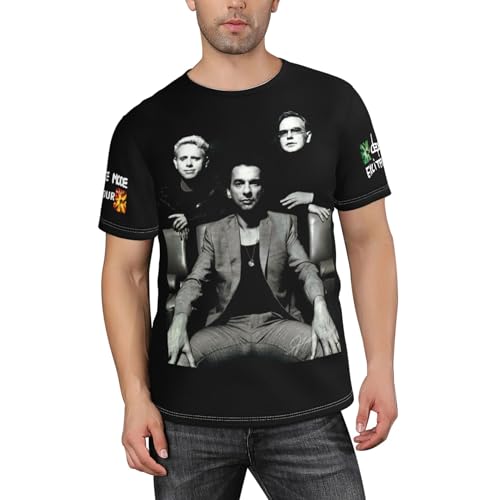 Männer De&PE&Che Music Band Kurzarm-T-Shirt Short-Sleeve-Shirt mit facettiertem Allover-Druck für Herren Sommerliches Allround Top Mehrfarbig L von YUIOPAS TUIAST
