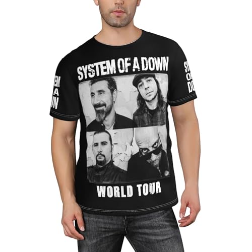 Männer The SOAD Music Rock Band System Kurzarm-T-Shirt Short-Sleeve-Shirt mit facettiertem Allover-Druck für Herren Sommerliches Allround Top Mehrfarbig L von YUIOPAS TUIAST