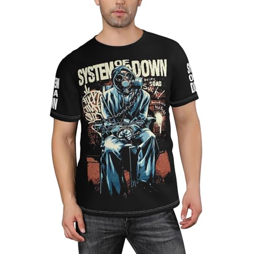 Männer The SOAD Music Rock Band System Kurzarm-T-Shirt Short-Sleeve-Shirt mit facettiertem Allover-Druck für Herren Sommerliches Allround Top Mehrfarbig M von YUIOPAS TUIAST
