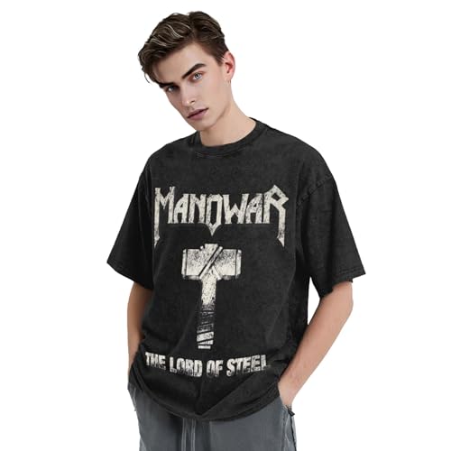 Unisex Metal Band Music Kurzarmshirt Retro Denim Kurzarm T-Shirt aus Baumwolle mit Sublimationsdruck Kurzarm Paarungs Outfits Schwarz XL von YUIOPAS TUIAST