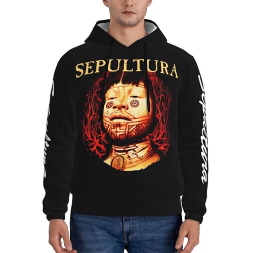 YUIOPAS TUIAST Männer Brazil Metal Band Hoodies Langärmliges Herren-Sweatshirt Zuhause Unterwegs Pullunder-Sweatshirt Mehrfarbig XL von YUIOPAS TUIAST
