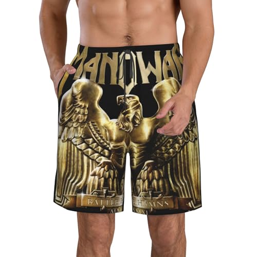 YUIOPAS TUIAST Männer Metal Band Music Strandshorts Badshorts für Strandurlaub Wassersport Schnelltrocknend Atmungsaktiv Strandshorts Mehrfarbig XL von YUIOPAS TUIAST