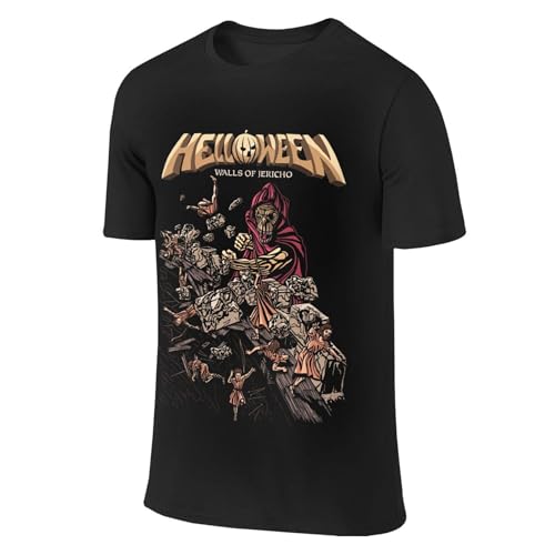 Herren Hell*oween Baumwolle T-Shirts Coole Walls of Logo Round Neck Band T Shirts Rundhals Kurzarm Somme Lässig Schwarz Jeri*cho Tshirts Merch Clothes Tops für Männer Fans Geschenke von YUIPETI