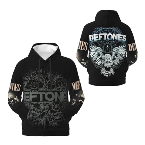 YUIPETI Herren Vintage Def&Tones Hoodie Coole Logo Kapuzenpullover Langarm Lässig Schwarz Band Kapuzen Sweatshirts Merch Clothes Tops für Männer Fans Geschenke von YUIPETI