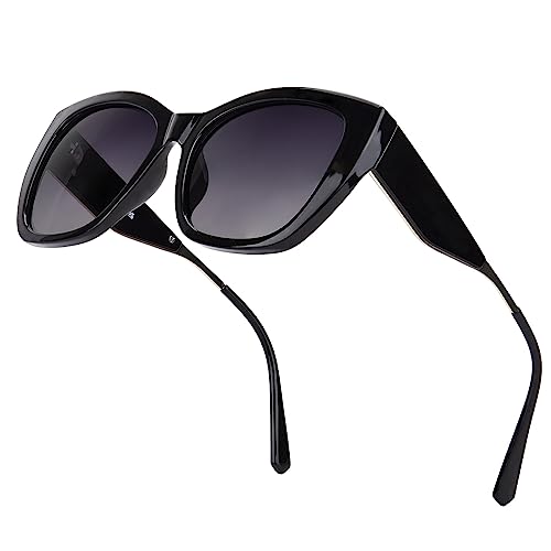 YUKANG Sonnenbrille Damen, Classic Vintage Sonnenbrille, Vintage Sonnenbrille mit UV400 Schutz schwarz von YUKANG