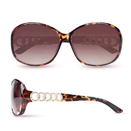 YUKANG Sonnenbrille Frauen trendy vintage extra große rechteckige Sonnenbrille klassische glänzende Diamant-Scharnier von YUKANG