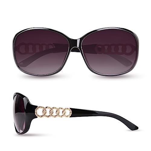 YUKANG Sonnenbrille Frauen trendy vintage extra große rechteckige Sonnenbrille klassische glänzende Diamant-Scharnier von YUKANG