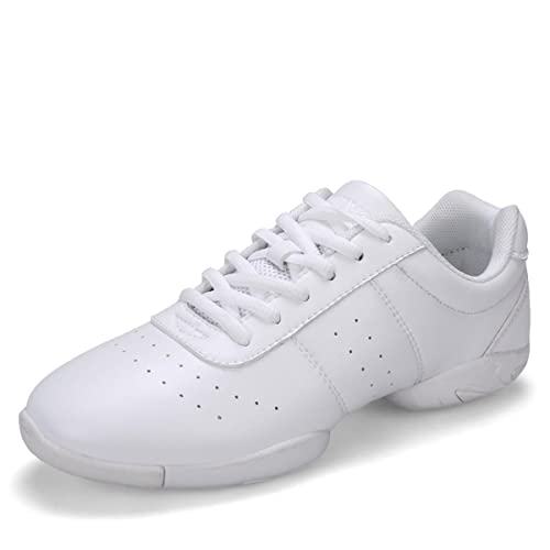 Damen Cheerleading Schuhe Mädchen Cheer Schuhe Freizeit Fitness Gymnastik Training Jazz Yoga Tanzschuhe Sneaker Weiß 39 von YUKTOPA