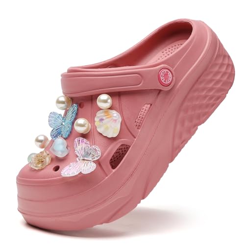 Damen Plattform Clogs Hausschuhe Leicht Pantoletten Atmungsaktiv Strand Sandalen rutschfest Gartenschuhe Abnehmbar Wunderschön Charms Rot41 Damen Plattform Clogs Hausschuhe Leicht Pantoletten Atmungsaktiv Strand Sandalen rutschfest Gartenschuhe Abnehmbar Wunderschön Charms Rot41 von YUKTOPA
