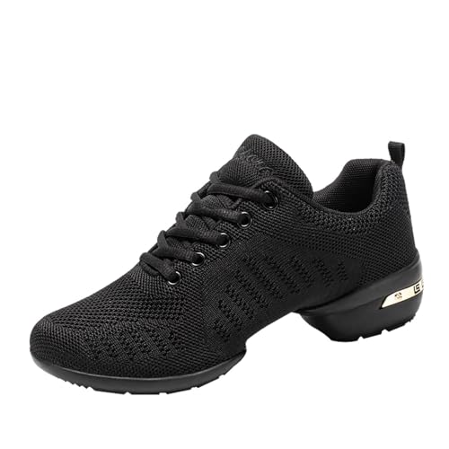 Damen Tanzschuhe Jazz Tanzsneaker Leicht Atmungsaktiv Sportschuhe Walkingschuhe Tanzen Fitness Yoga Schwarz38 von YUKTOPA