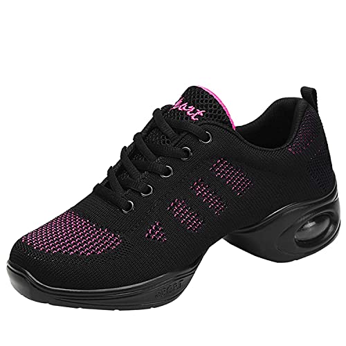 Damen Tanzschuhe Lace-Up Mesh Luftkissen Tanz Training Tanzsneaker Websneaker Jazzdance Schuhe Dancesneaker Tanzschuhe von YUKTOPA