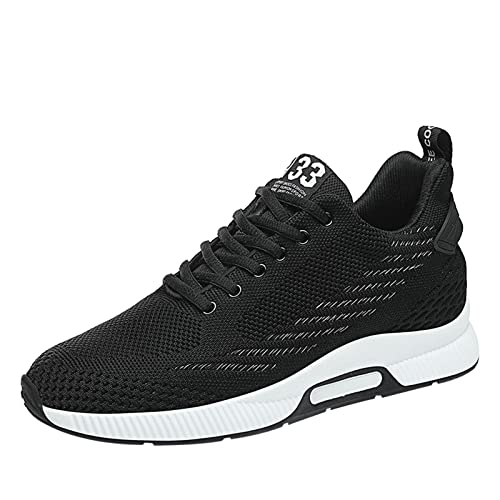 Herren Elevator Sneakers Lace Up Sportliche Sneakers 2,36 Zoll unsichtbare Höhe größere Aufzugschuhe, Black 2 4, 43 1/3 EU von YUKTOPA