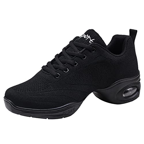 Tanzschuhe Damen Geteilte Sohle Jazzschuhe Leicht Atmungsaktiv Mesh Tanzsneaker Modern Tanzschuhe Sportlich Fitness Wanderschuhe Schwarz 35 von YUKTOPA