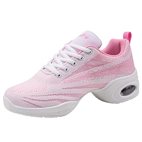 Tanzschuhe Damen Geteilte Sohle Jazzschuhe Leicht Atmungsaktiv Mesh Tanzsneaker Modern Tanzschuhe Sportlich Fitness Wanderschuhe Weiß/Rosa 38 von YUKTOPA