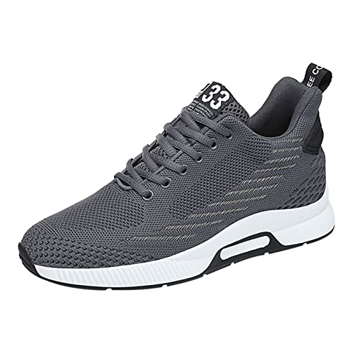 YUKTOPA Aufzug Schuhe Elevator Schuhe Herren Leichte Atmungsaktiv Sportschuhe Freizeitschuhe mit Versteckten Lift Heel für Mann-6cm grau45 von YUKTOPA