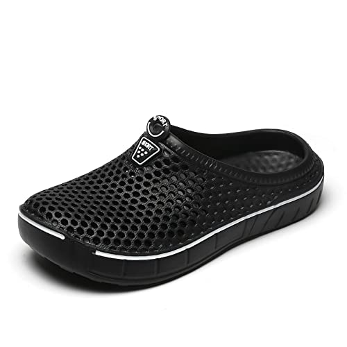 YUKTOPA Gartenclogs Herren Gartenschuhe Damen Leicht Atmungsaktiv Garten Clogs Freizeit Badeschuhe Strand Aqua Slippers Flach Sohle Pantoffeln Damen Herren Schwarz41 von YUKTOPA