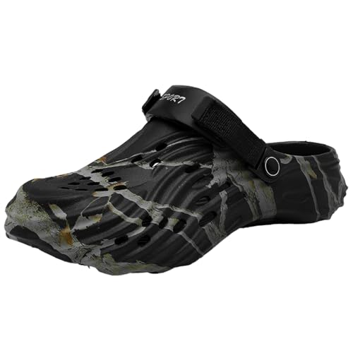 YUKTOPA Herren Clogs mit Tarnmuster – Atmungsaktive Gartenschuhe mit Verstellbarem Fersenriemen, rutschfeste Eva Pantoletten für Strand, Pool, Garten und Sommerwanderungen Schwarz 46 YUKTOPA Herren Clogs mit Tarnmuster – Atmungsaktive Gartenschuhe mit Verstellbarem Fersenriemen, rutschfeste Eva Pantoletten für Strand, Pool, Garten und Sommerwanderungen Schwarz 46 von YUKTOPA