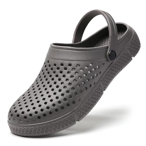 Herren Damen Clogs Hausschuhe Sommer Atmungsaktive Gartenschuhe Badeschuhe Strand Aqua Slippers Pantoffeln – Leicht und Bequem für Outdoor & Freizeit Grau EU39 von YUKTOPA