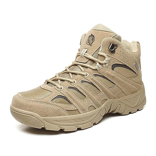 YUKTOPA Herren Militärstiefel Einsatzstiefel Atmungsaktive Verschleißfeste Wasserdicht Taktische Militärstiefel Outdoor Trekkingschuhe Wanderschuhe Sand41 von YUKTOPA