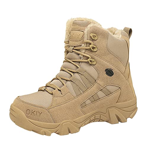 Herren Militärstiefel Taktische Stiefel Wärme Gefüttert Kampfstiefel mit Zipper Verschleißfest rutschfeste Outdoor Trekkingschuhe Wanderschuhe von YUKTOPA