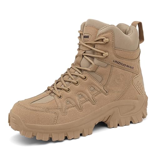 Herren Stiefel Taktische Militärstiefel mit Zipper Combat Boots Verschleißfest rutschfeste Outdoor Wanderstiefel Trekkingstiefel von YUKTOPA