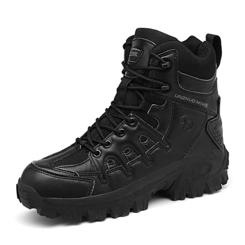 Herren Stiefel Taktische Militärstiefel mit Zipper Combat Boots Verschleißfest Rutschfeste Outdoor Wanderstiefel Trekkingstiefel von YUKTOPA