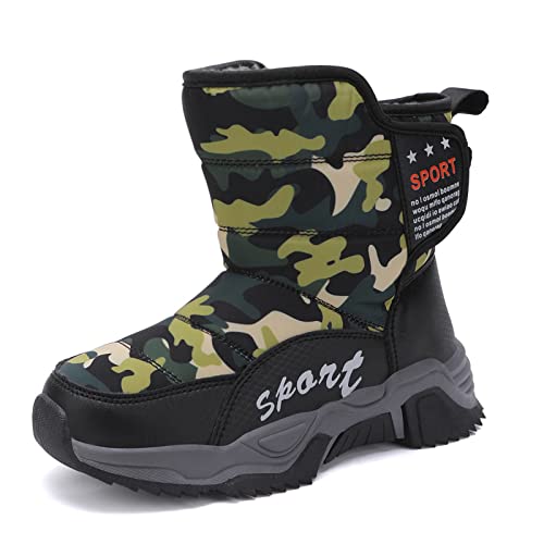 Kinder Winterstiefel Kinder Schneestiefel Warm Innenfutter Winterschuhe Outdoor rutschfest Snowboots für Jungen Mädchen EU31-40 von YUKTOPA