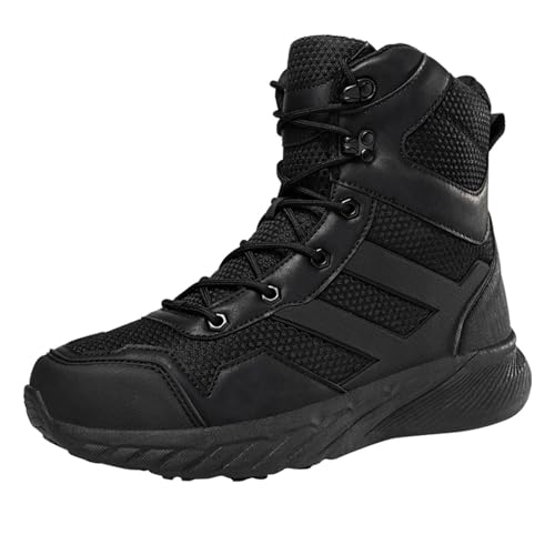Stiefel Herren Militär Einsatzstiefel Army Combat Boots Patrol Tactical Einsatzstiefel Verschleißfest rutschfeste Outdoor Trekkingschuhe Militär Tactical Stiefel Schwarz45 von YUKTOPA