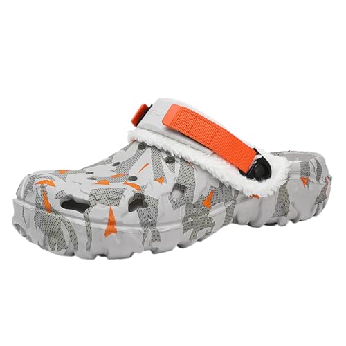 YUKTOPA Winter Clogs Herren Damen Gefüttert – Warme Slip-On Hausschuhe mit Memory-Schaum rutschfest Wasserabweisend Bequeme Mules für Innen Außen Orange 40 von YUKTOPA