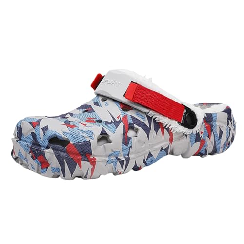 YUKTOPA Winter Clogs Herren Damen Gefüttert – Warme Slip-On Hausschuhe mit Memory-Schaum rutschfest Wasserabweisend Bequeme Mules für Innen Außen Red 45 von YUKTOPA
