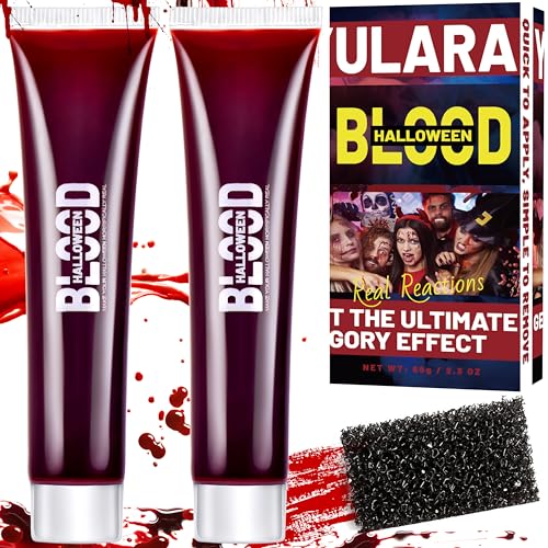 Kunstblut Halloween Schminke Fake Blood: Fake Blut Halloween Auswaschbar Kunstblut für Haut und Kleidung Halloween Makeup Set, Kunstblut Gel Halloween Vampir Zombie Gesicht Wunden Wundschorf Kunstblut von YULARA