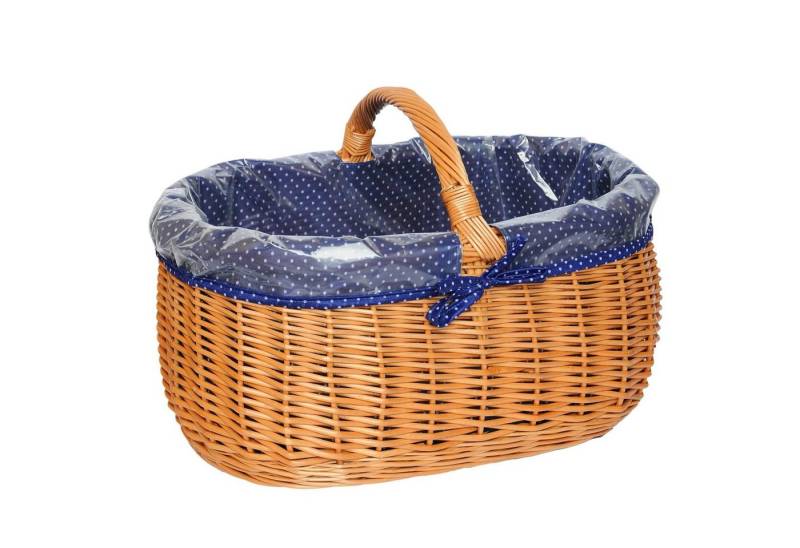 YULKA Einkaufskorb Weidenkorb BAGI BLAU Flechtkorb mit Henkel, 30 l, abnehmbare Einlage (blau), natürliches Weidenmaterial, nachhaltig von YULKA