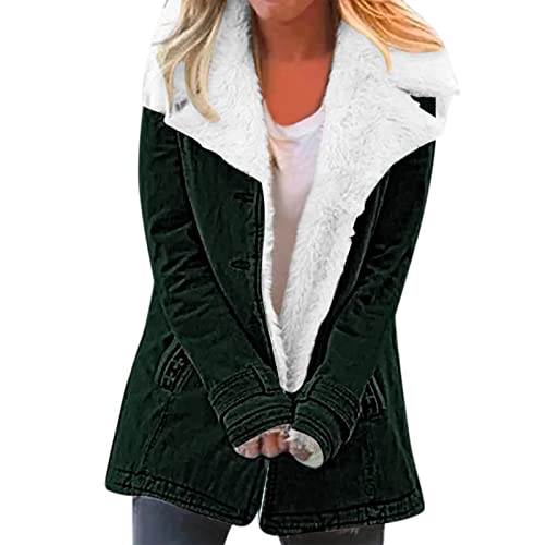 Damen-Parka-Übergang,Warmer Gefüttert Wintermantel,mit Kunstpelz Teddy Jacken,Zipper Softshellmantel,Dicker Steppjacke-Leicht,Langarm Kapuzenpullover,Große Größen Herbstmantel,Arbeitsjacke Windjacke von YULONGESS