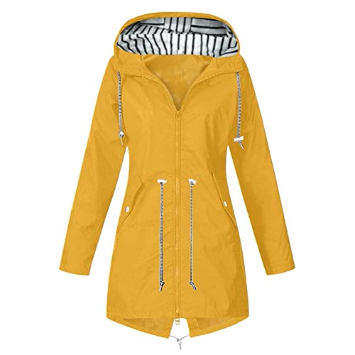 Dünne Regenjacke Damen,Wasserdichte Softshelljacke Winddicht Jack Atmungsaktive Outdoor Jacke Leicht Faltbar Übergangsjacke Regenjacke Windbreaker Softshelljacke Regenmantel Outdoor Kapuzenjacke von YULONGESS