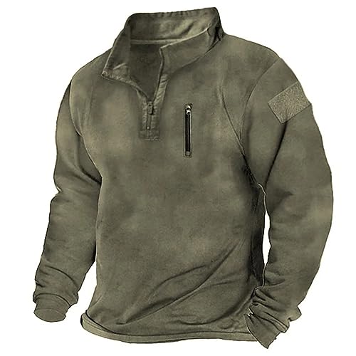 Herren Pullover: Knopf Sweatshirt, Henley T-Shirt, Stehkragen Teddyfleece Jacke, Einfarbig Pullis, Herbst Winter Arbeitsjacke, Freizeit Bluse, Übergangsjacke, Winterpullover von YULONGESS