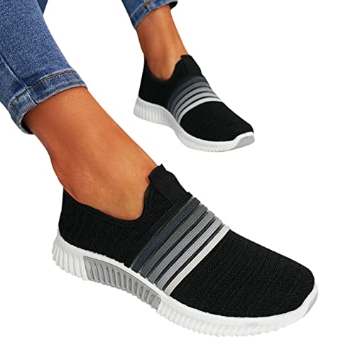 Leichtgewichts Atmungsaktiv Sneakers Traillaufschuhe Turnschuhe Sohle Elastisch Weich Bequem Slip-on Schuhe Fashion Rutschfest Fitness Gym Leichtgewicht Mesh Sneaker von YULONGESS