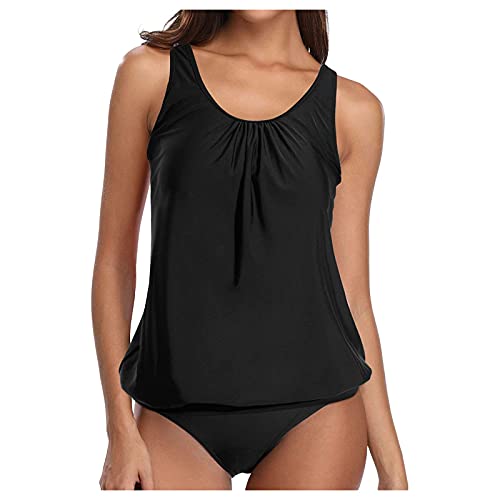 Tankini Damen, Bauchweg Zweiteilig Badeanzug, Push up Bademoden, Plus Größe Tankini Set, Tankini Oberteil mit Badeshorts, Elegant Sommer Badeanzüge, Strand Schwimmanzug, Bikini Tank Top und Shorts von YULONGESS