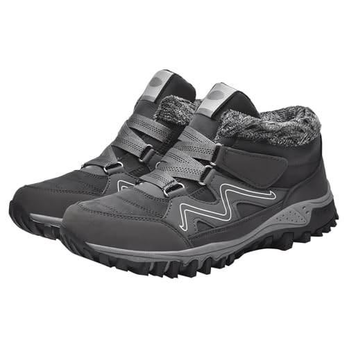 Trekkingschuhe Damen, Winter Wanderschuhe, Warme Gefüttert Winterschuhe, Wasserdicht Outdoor Schuhe, mit Klettverschluss Wanderstiefel, Rutschfeste Walkingschuhe, Herren Hiking Boots, Schneestiefel von YULONGESS