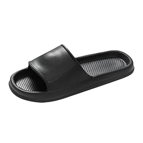 YULONGESS Badelatschen Herren Unisex Gummi Schlappen Plattform Rutschfest Wolkenslipper Cloud Original Gartenschuhe Slide Weiche Pantoletten Ultraleicht Open Toe Sandalen Flip Flops Schwarz Zuhause von YULONGESS