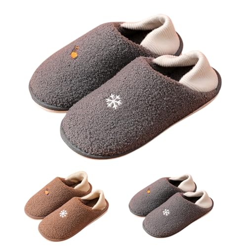 YULONGESS Damen Hausschuhe Plüsch Unisex Hausschuhe Winter Filz Filzpantoffeln Warme Fleece Gefüttert Slipper Herren Flache Gästehausschuhe Rutschfeste Casual Filzhausschuhe mit Fußbett Winterschuhe von YULONGESS