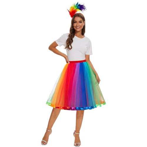 Neu Damen Kurz Retro Rock Hohe Taille Tutu Rock Tüllrock Petticoat 50er Tutu Unterrock Tütü Crinoline Minirock Reifrock Unterrock Kleid Tüll Underskirt von YULONGESS