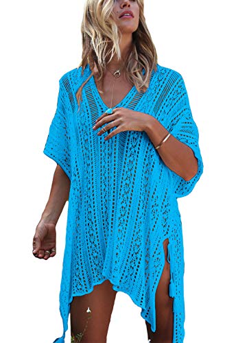 YULONG Frauen Badeanzug vertuschen Böhmen Sarong Sexy V-Ausschnitt Beach Bikini Bademode Crochet Dress One Size von YULOONG