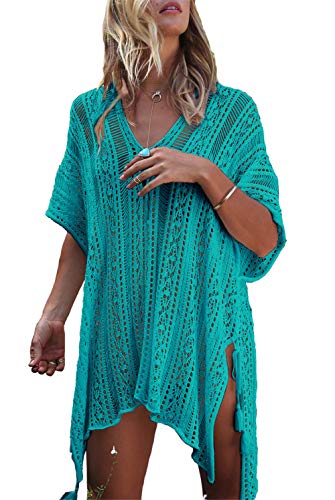 YULONG Frauen Badeanzug vertuschen Böhmen Sarong Sexy V-Ausschnitt Beach Bikini Bademode Crochet Dress One Size von YULOONG