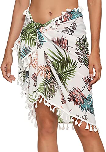 YULOONG Damen Strand Wrap Röcke Kurze Fransen Schürze Sarong Chiffon Bademode Cover Ups Sexy Bikini Wrap von YULOONG