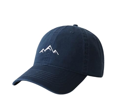 YULOONG Einfarbig Baseball Cap Mens Berggipfel Peak Stickerei Baseball Hüte Klassische Gewaschene Baumwolle Dad Cap Frauen Outdoor Sport Cap Verstellbar Marineblau von YULOONG